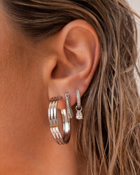 Ridged Band Hoops- Silver View 7