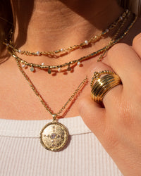 Pave Polaris Charm Necklace- Gold View 2