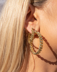 Cuban Link Hoops- Gold View 4