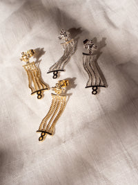 Pave Stud Chain Hoops- Silver View 3