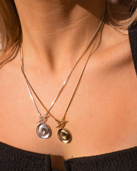 Punk Stud Coin Necklace- Silver view 2