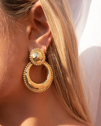 Dree Studded Statement Hoops- Gold View 3