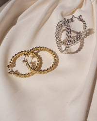 Cuban Link Hoops- Gold View 3