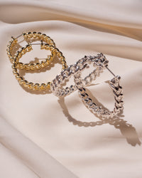 Cuban Link Hoops- Gold View 6