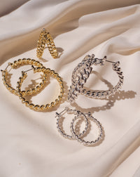 Mini Cuban Link Hoops- Silver View 4