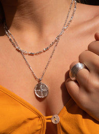 Pave Polaris Charm Necklace- Silver View 4