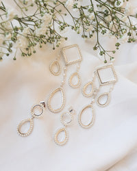 Mini Peony Pearl Earrings- Silver View 4