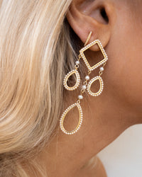 Peony Pearl Statement Earrings- Gold View 2