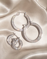 Pave Baby Celine Hoops- Silver View 4