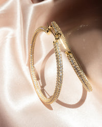 XL Pave Skinny Amalfi Hoops- Gold View 4