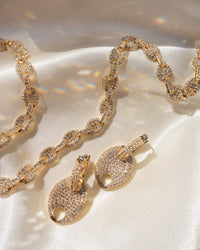 Pave Mariner Chain Necklace- Gold View 6