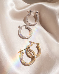 Pave Baby Skinny Amalfi Hoops- Silver view 2