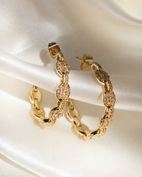 Pave Mariner Hoops- Gold View 2