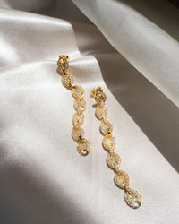 Pave Mariner Link Drop Earrings- Gold View 4