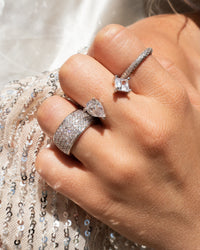 Pave Cigar Ring- Silver View 4