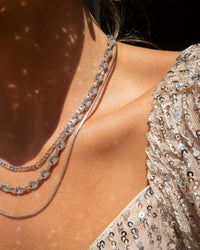 Pave Mariner Chain Necklace- Silver View 4
