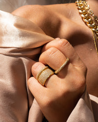 Pave Cigar Ring- Gold View 4