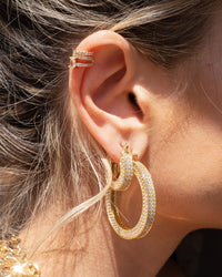 Pave Baby Celine Hoops- Gold View 2