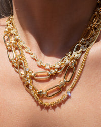 Pave Mariner Chain Necklace- Gold View 7