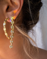 Pave Mariner Link Drop Earrings- Gold View 2