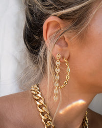 Pave Mariner Link Drop Earrings- Gold View 5