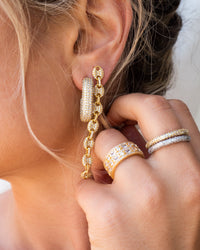 Pave Bijou Loop Hoops- Gold View 3