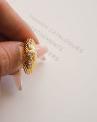 Florette Ridged Signet Ring- Gold View 19
