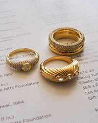 Florette Ridged Signet Ring- Gold View 20