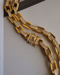 Boxy Pave Chain Necklace- Gold View 5