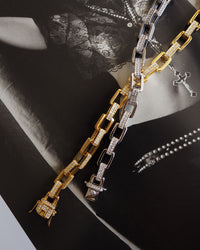 Boxy Pave Chain Necklace- Silver view 2
