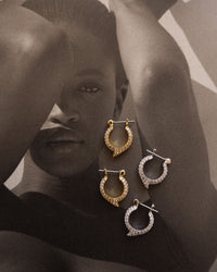 Pave Thorn Huggies- Silver View 4