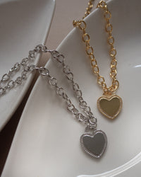 Pave Heart Pendant Necklace- Gold View 2
