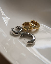 Stone Orb Hoops- Silver View 3