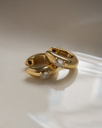 Stone Orb Hoops- Gold View 5