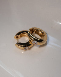 Stone Orb Hoops- Gold View 3