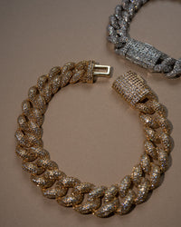 Pave Cuban Link Bracelet- Gold View 3