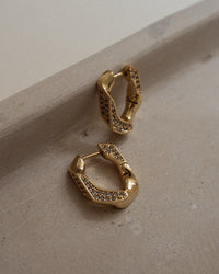 Pave Cuban Link Hoops- Silver view 2