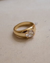 Stone Orb Signet Ring- Gold View 5