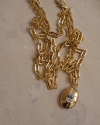 Stone Orb Pendant Necklace- Silver View 6