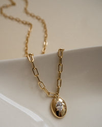 Stone Orb Pendant Necklace- Silver View 3