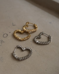 Diamond Heart Bijoux Hoops- Gold (Ships Late April) View 7