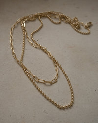 Beaded Double Chain Charm Necklace- Silver View 6
