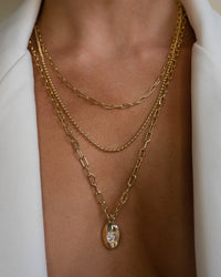 Beaded Double Chain Charm Necklace- Silver View 7