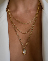 Beaded Double Chain Charm Necklace- Gold View 7