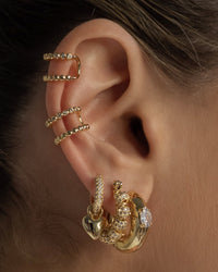 Stone Orb Hoops- Gold View 4