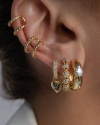 Stone Orb Hoops- Gold View 2