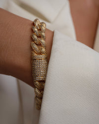 Pave Cuban Link Bracelet- Silver View 5