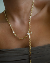 Pave Clasp Lariat- Gold View 2