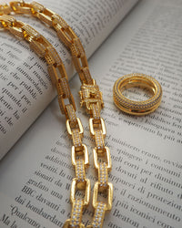 Boxy Pave Chain Necklace- Gold View 8