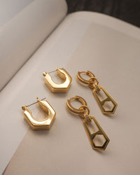 Hex Bolt Huggies- Gold view 2
